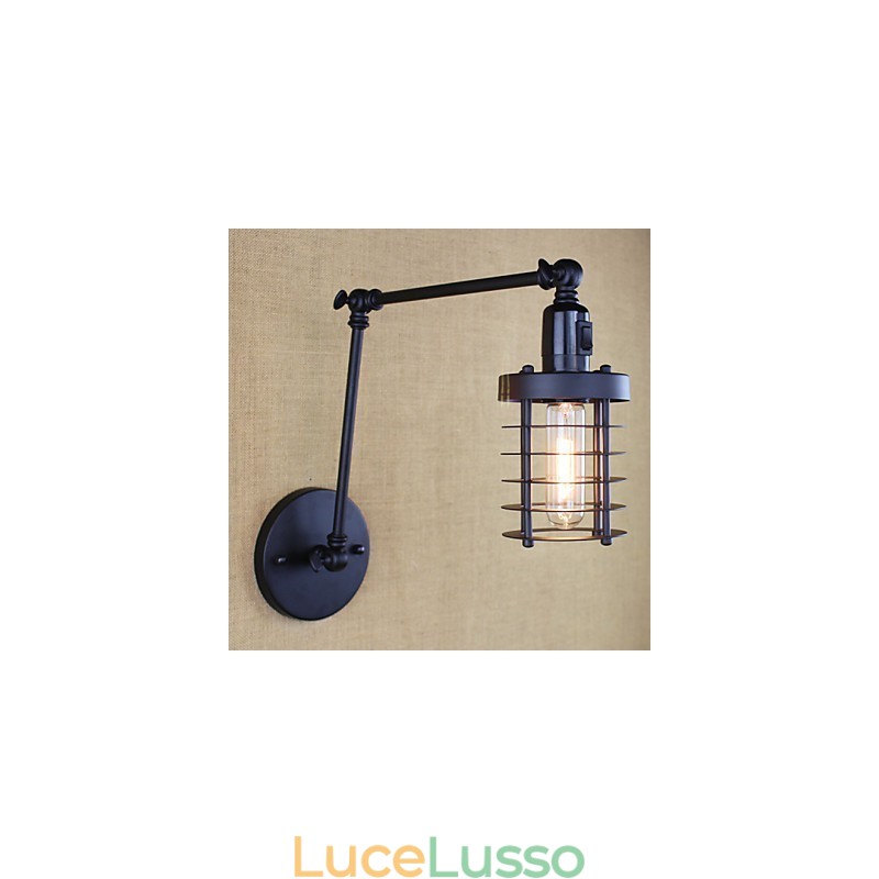 Stile Letto Hotel Ristorante Progetto Braccio di Ferro Doppio Retro Vintage Cintura Nera Lampada da Parete Interruttore