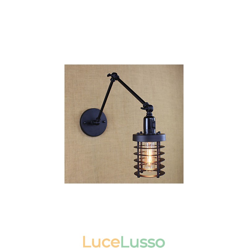 Stile Letto Hotel Ristorante Progetto Braccio di Ferro Doppio Retro Vintage Cintura Nera Lampada da Parete Interruttore