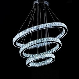 Lampada a sospensione in cristallo Illuminazione moderna Tre anelli D406080 K9 Grandi lampade da soffitto in cristallo