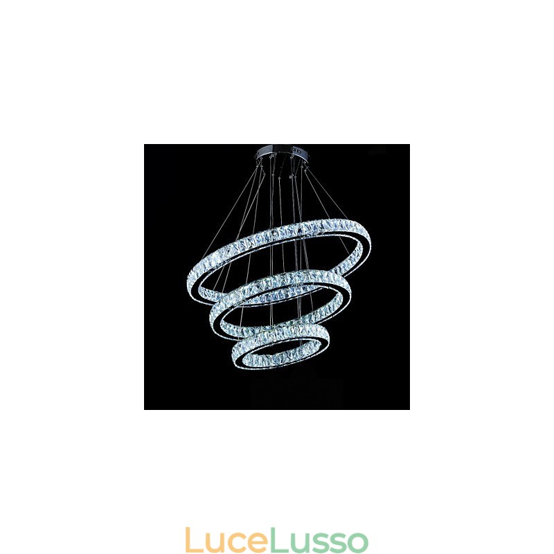 Lampada a sospensione in cristallo Illuminazione moderna Tre anelli D406080 K9 Grandi lampade da soffitto in cristallo