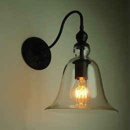Lampada da parete vintage una luce acciaio e vetro