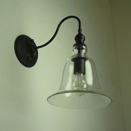 Lampada da parete vintage una luce acciaio e vetro