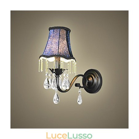 Lampada da parete in cristallo con paralume in tessuto, la più venduta in Europa e negli Stati Uniti Lampada da parete in cristallo con paralume in tessuto, la più venduta in Europa e negli Stati Uniti