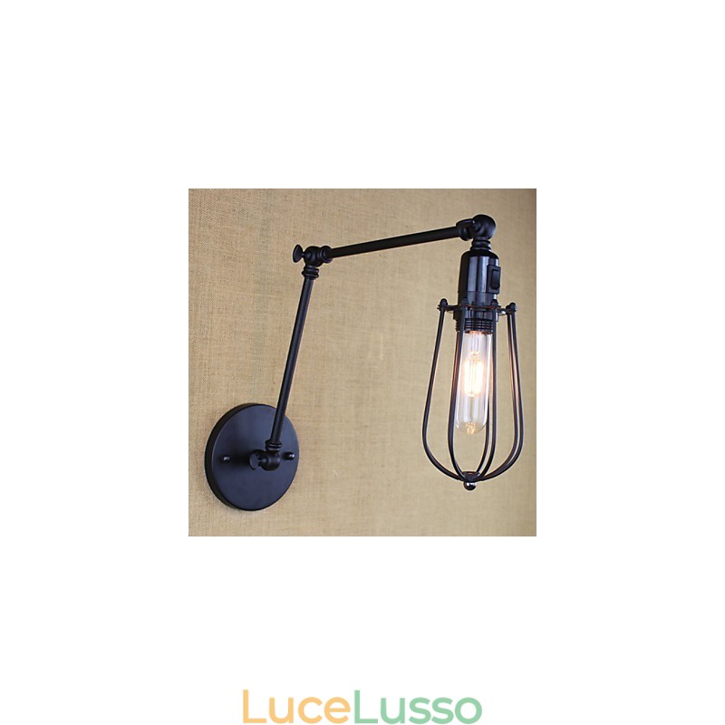 Stile Letto Hotel Ristorante Progetto Braccio di Ferro Doppio Retro Vintage Cintura Nera Lampada da Parete Interruttore