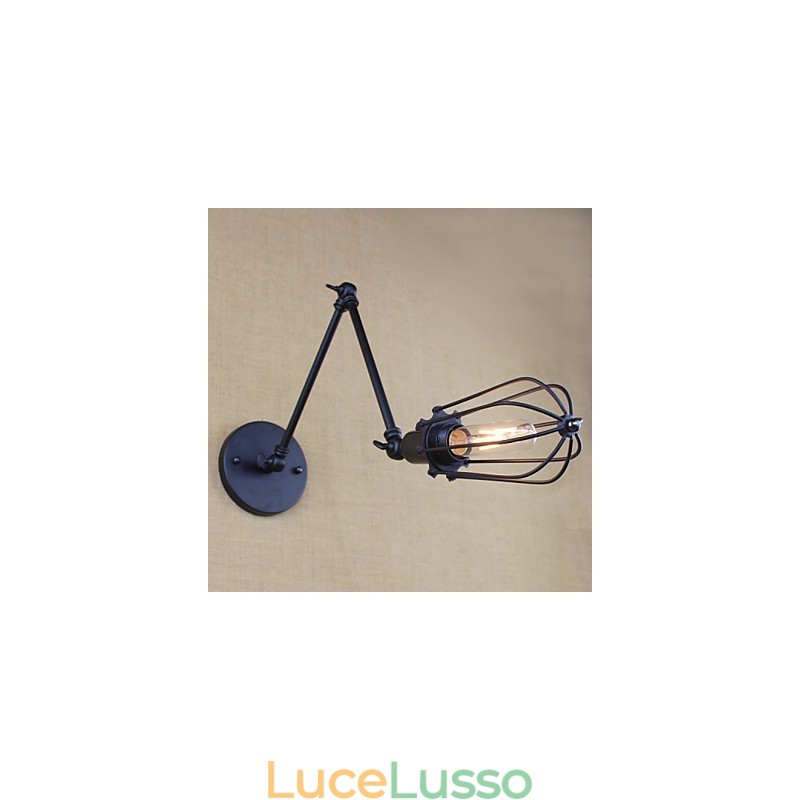 Stile Letto Hotel Ristorante Progetto Braccio di Ferro Doppio Retro Vintage Cintura Nera Lampada da Parete Interruttore