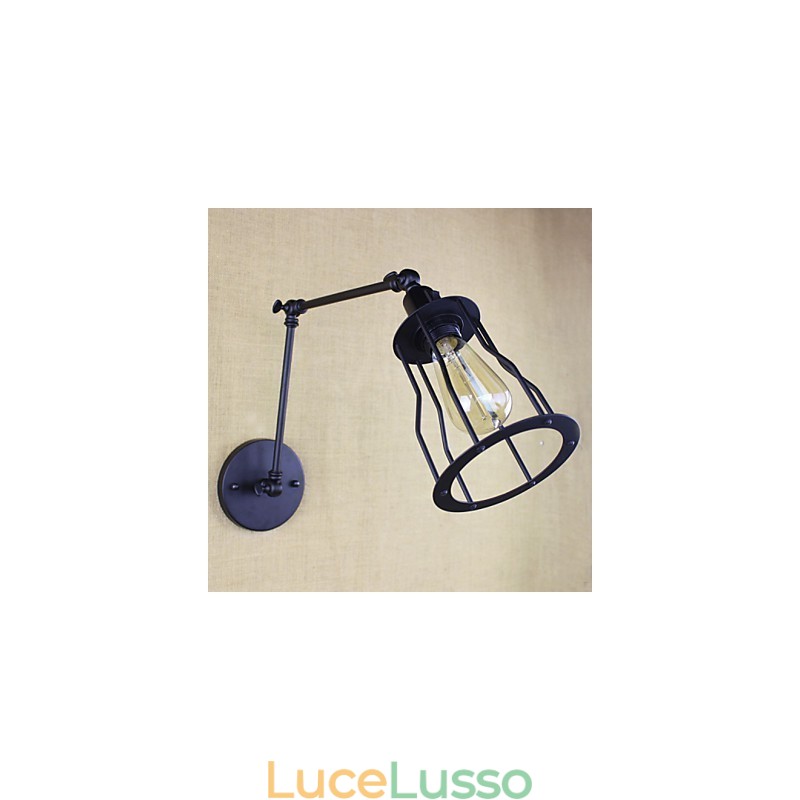 Stile Letto Hotel Ristorante Progetto Braccio di Ferro Doppio Retro Vintage Cintura Nera Lampada da Parete Interruttore