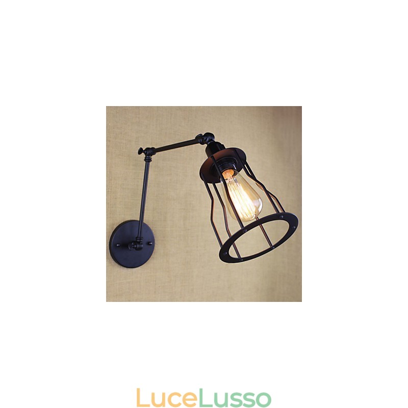 Stile Letto Hotel Ristorante Progetto Braccio di Ferro Doppio Retro Vintage Cintura Nera Lampada da Parete Interruttore
