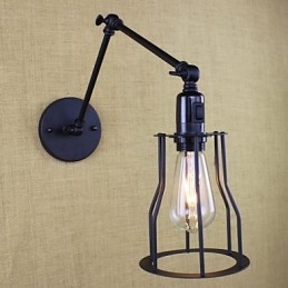 Stile Letto Hotel Ristorante Progetto Braccio di Ferro Doppio Retro Vintage Cintura Nera Lampada da Parete Interruttore