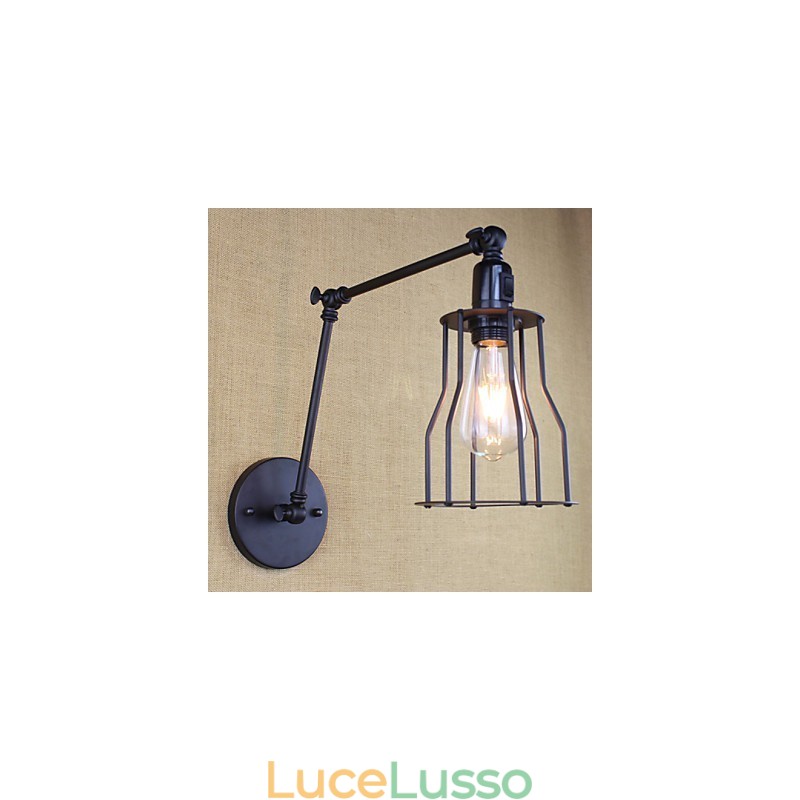 Stile Letto Hotel Ristorante Progetto Braccio di Ferro Doppio Retro Vintage Cintura Nera Lampada da Parete Interruttore