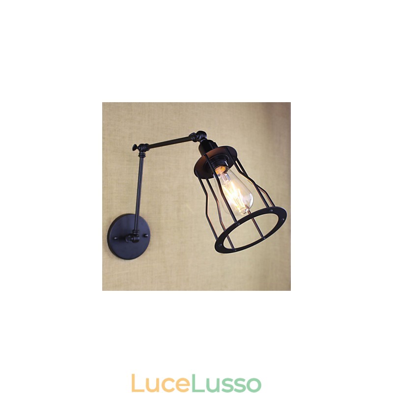 Stile Letto Hotel Ristorante Progetto Braccio di Ferro Doppio Retro Vintage Cintura Nera Lampada da Parete Interruttore