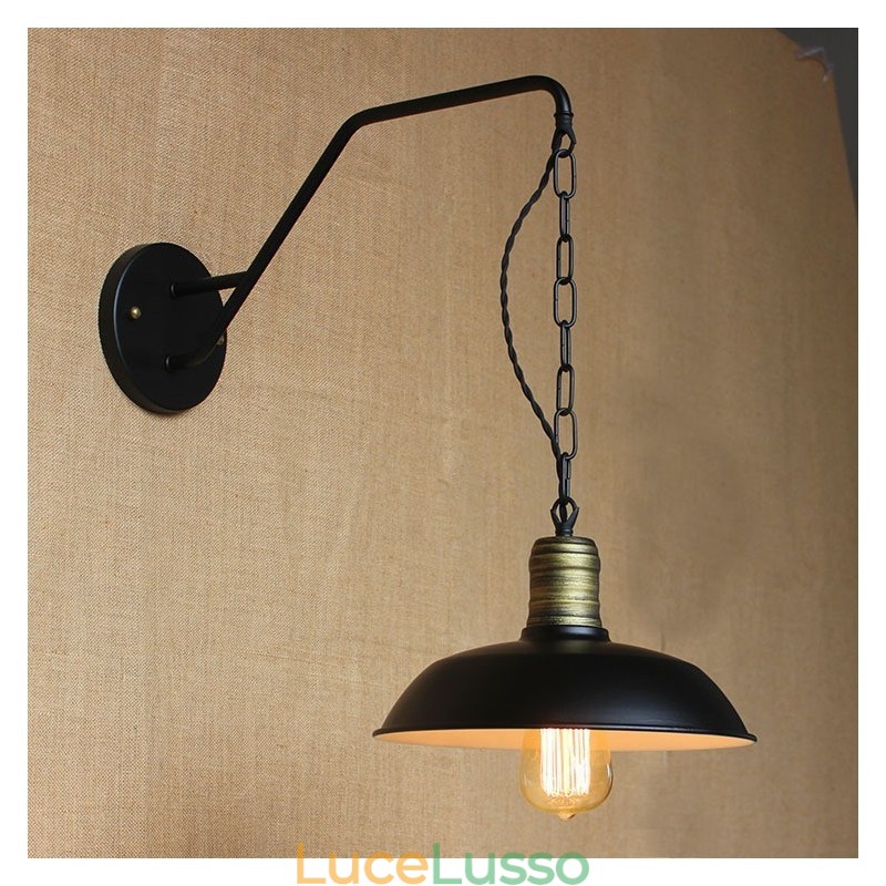 Lampada da parete semplice e creativa, catena industriale americana, lampada da parete per camera da letto, comodino, in ferro battuto retrò