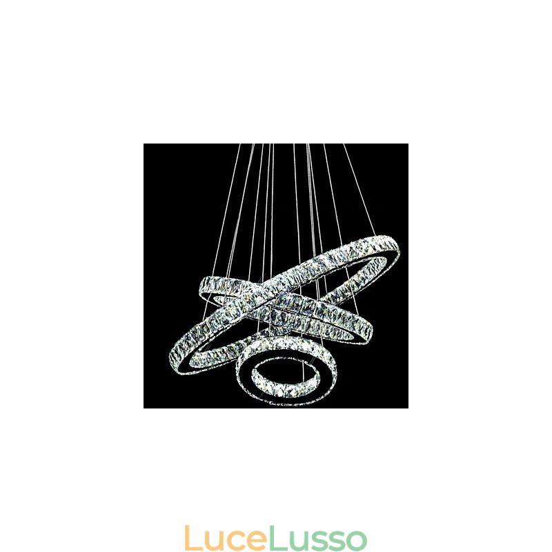 Lampada a sospensione in cristallo Illuminazione moderna Tre anelli D406080 K9 Grandi lampade da soffitto in cristallo