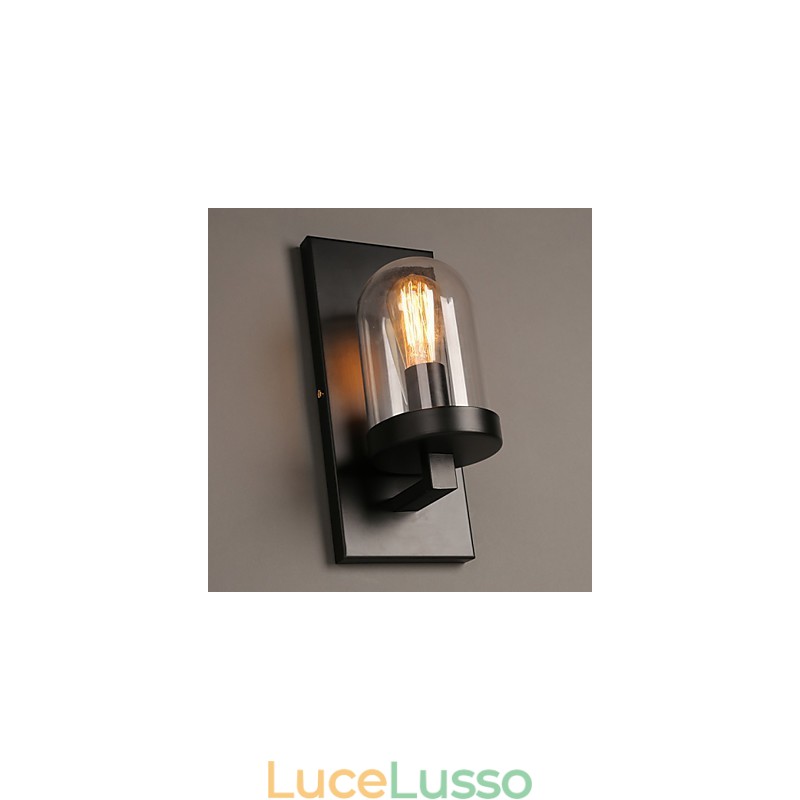 Lampada da parete creativa in ferro battuto in vetro rurale