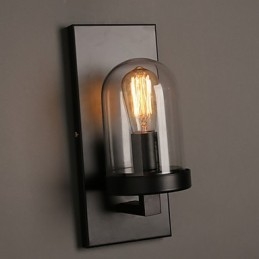Lampada da parete creativa in ferro battuto in vetro rurale