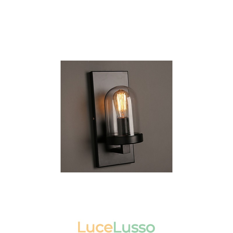 Lampada da parete creativa in ferro battuto in vetro rurale