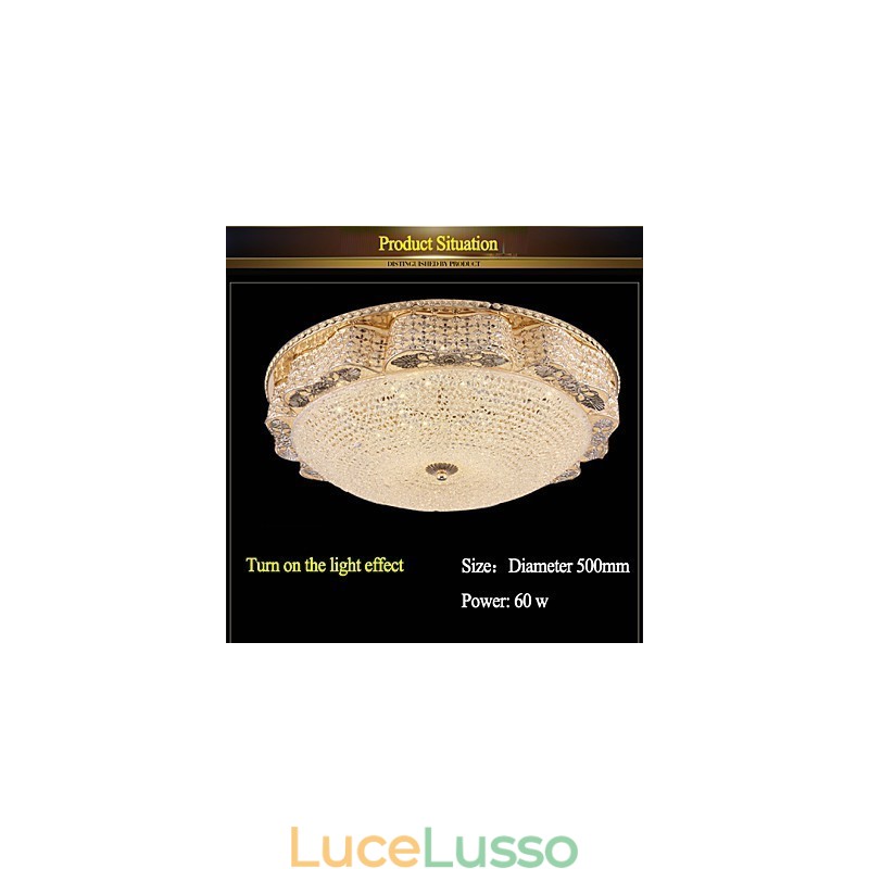Lampada da soffitto moderna di lusso in cristallo, luce a cupola assorbente, diametro 50 cm