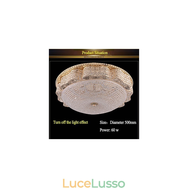 Lampada da soffitto moderna di lusso in cristallo, luce a cupola assorbente, diametro 50 cm