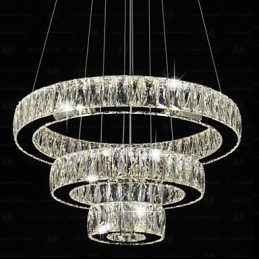 Lampada a sospensione in cristallo Illuminazione moderna Tre anelli D406080 K9 Grandi lampade da soffitto in cristallo