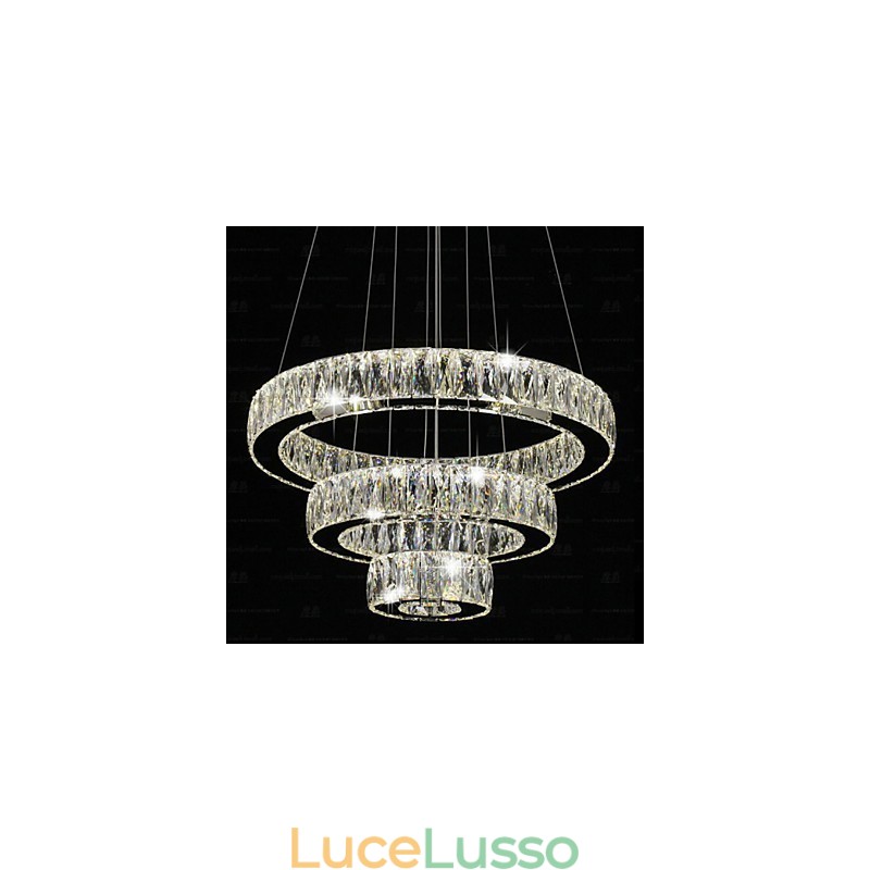 Lampada a sospensione in cristallo Illuminazione moderna Tre anelli D406080 K9 Grandi lampade da soffitto in cristallo