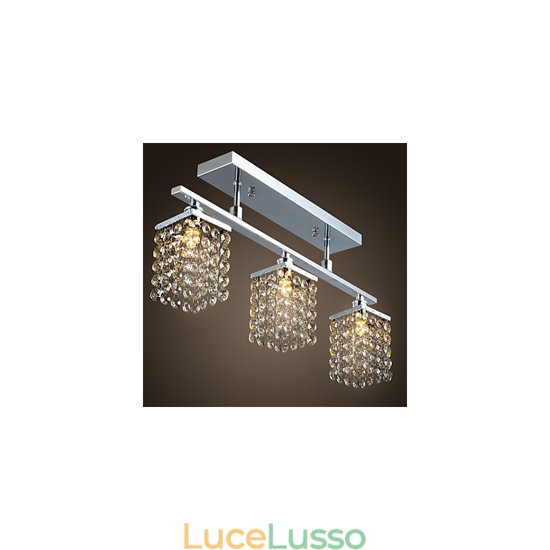 Lampadario lineare isola luce cristallo 3 luci