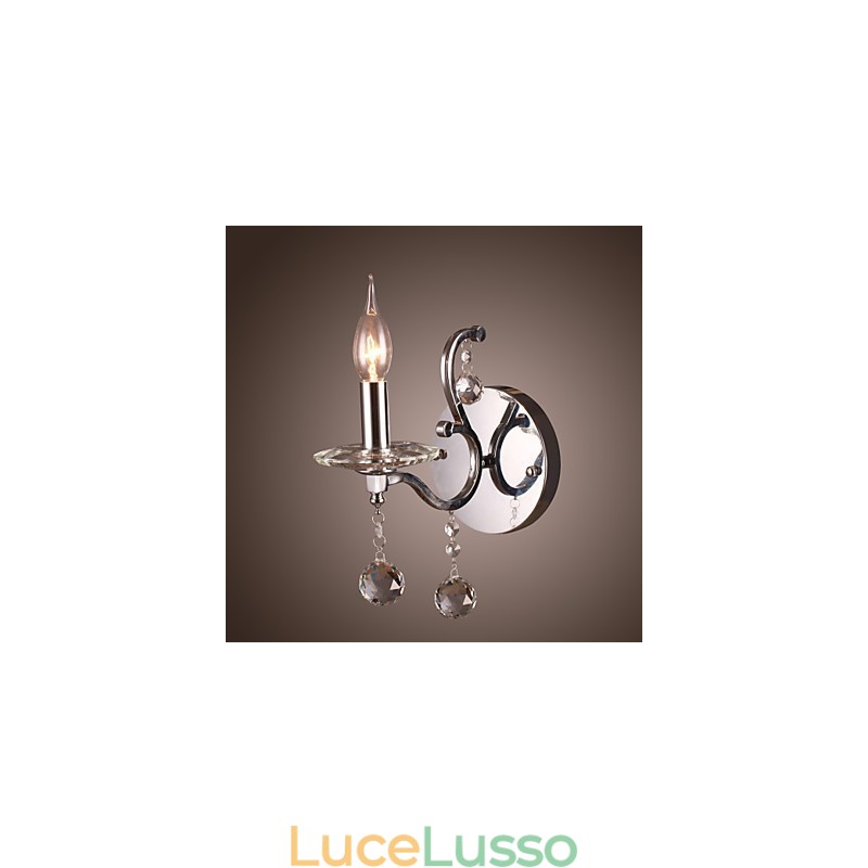 Applique in cristallo argentato con 1 luce