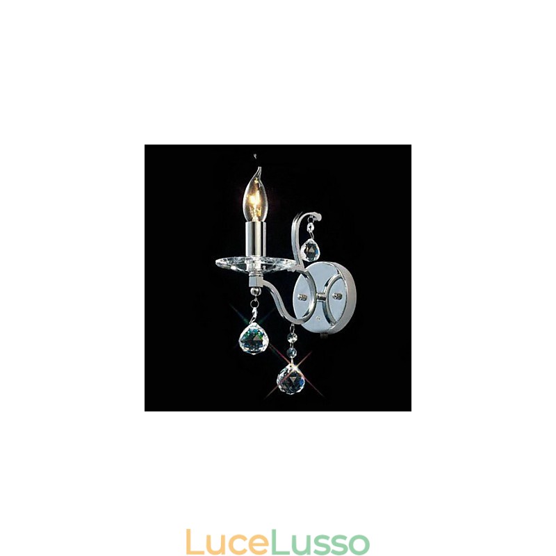Applique in cristallo argentato con 1 luce