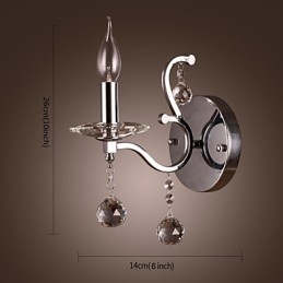 Applique in cristallo argentato con 1 luce