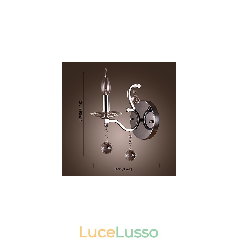 Applique in cristallo argentato con 1 luce
