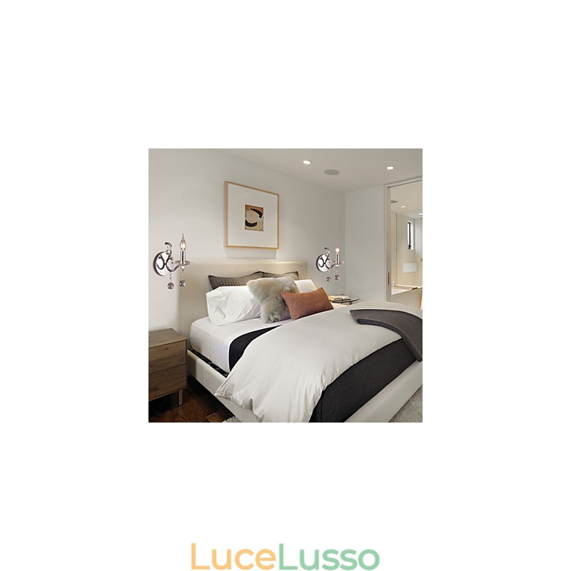 Applique in cristallo argentato con 1 luce