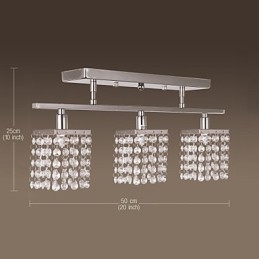 Lampadario lineare isola luce cristallo 3 luci