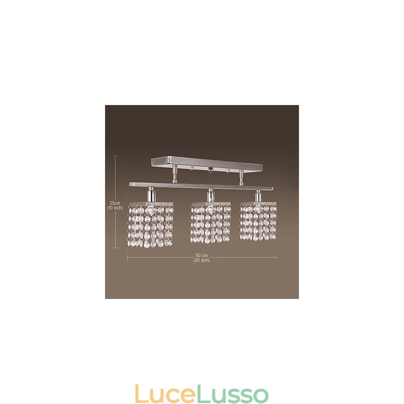 Lampadario lineare isola luce cristallo 3 luci