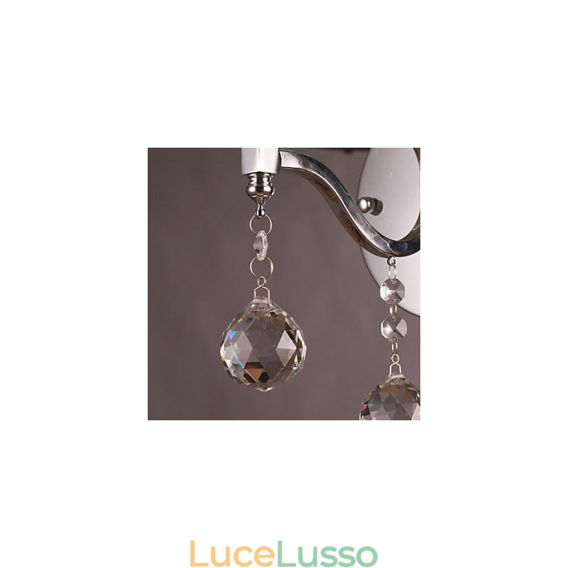 Applique in cristallo argentato con 1 luce