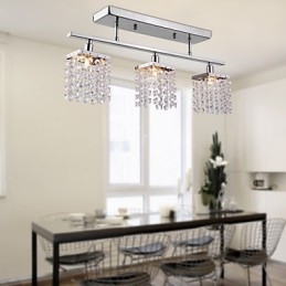 Lampadario lineare isola luce cristallo 3 luci