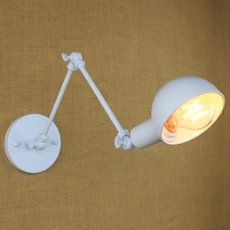 Lampada da parete moderna in ferro battuto a doppio braccio lungo bianco per soggiorno, corridoio, camera da letto, comodino, studio