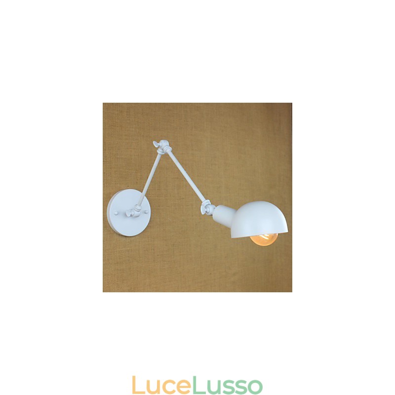 Lampada da parete moderna in ferro battuto a doppio braccio lungo bianco per soggiorno, corridoio, camera da letto, comodino, studio