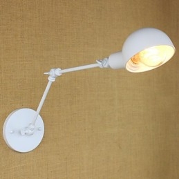 Lampada da parete moderna in ferro battuto a doppio braccio lungo bianco per soggiorno, corridoio, camera da letto, comodino, studio