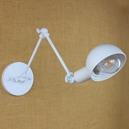 Lampada da parete moderna in ferro battuto a doppio braccio lungo bianco per soggiorno, corridoio, camera da letto, comodino, studio