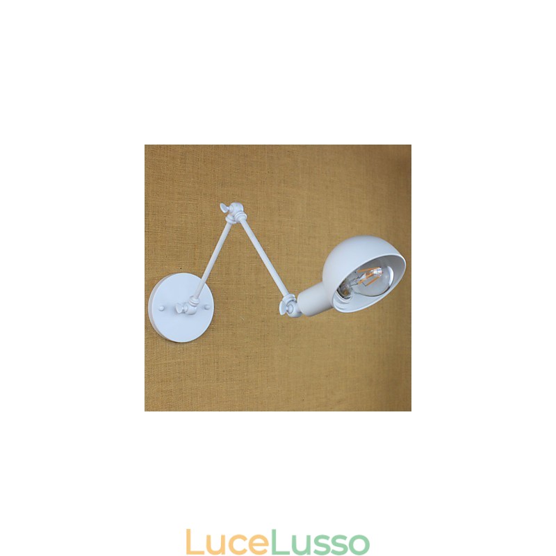 Lampada da parete moderna in ferro battuto a doppio braccio lungo bianco per soggiorno, corridoio, camera da letto, comodino, studio