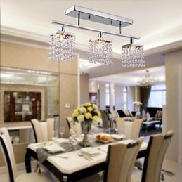 Lampadario lineare isola luce cristallo 3 luci