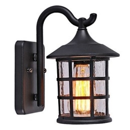 Lampada da parete esterna impermeabile in ferro rustico antico, lanterna vintage, applique da parete per corridoio, nero opaco arrugginito