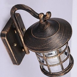 Lampada da parete esterna impermeabile in ferro rustico antico, lanterna vintage, applique da parete per corridoio, nero opaco arrugginito