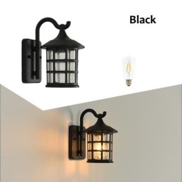 Lampada da parete esterna impermeabile in ferro rustico antico, lanterna vintage, applique da parete per corridoio, nero opaco arrugginito