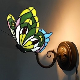Lampada da parete in ferro battuto creativo rurale europeo mediterraneo con luci in vetro