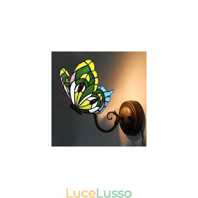 Lampada da parete in ferro battuto creativo rurale europeo mediterraneo con luci in vetro