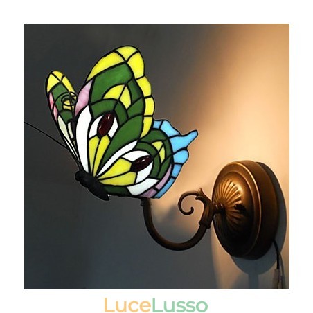 Lampada da parete in ferro battuto creativo rurale europeo mediterraneo con luci in vetro Lampada da parete in ferro battuto creativo rurale europeo mediterraneo con luci in vetro