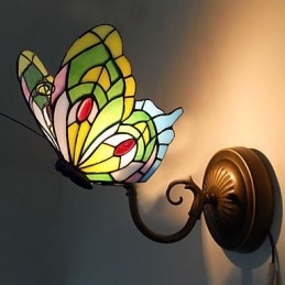 Lampada da parete in ferro battuto creativo rurale europeo mediterraneo con luci in vetro