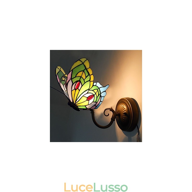 Lampada da parete in ferro battuto creativo rurale europeo mediterraneo con luci in vetro