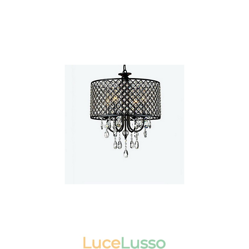 Lampadario tradizionale classico in metallo cromato di cristallo