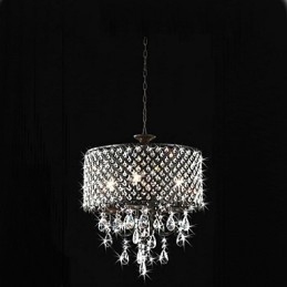 Lampadario tradizionale classico in metallo cromato di cristallo