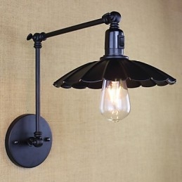 Lampada da comodino per camera da letto Hotel Ingegneria Ristorante Retro Cintura nera opaca Braccio lungo Interruttore doppio Parete
